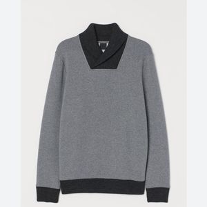 H&M COTTON SHAWL SWEATSHIRT FLEECE LINED MEN'S LG GREY BNWT 1 LEFT
